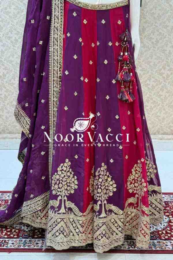Fully Stitched Faux Georgette Lehenga with Sequin Thread Embroidery - Image 10