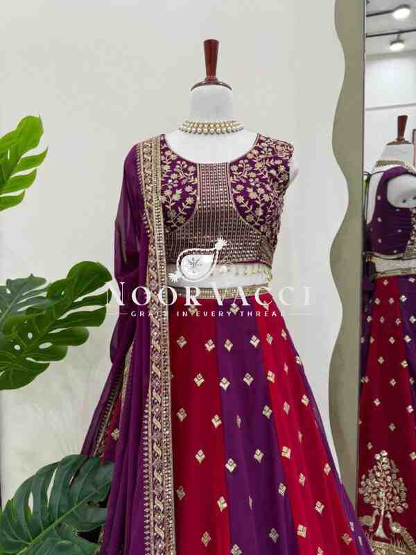 Fully Stitched Faux Georgette Lehenga with Sequin Thread Embroidery - Image 2