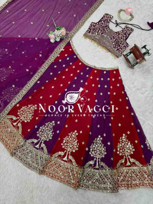 Fully Stitched Faux Georgette Lehenga with Sequin Thread Embroidery - Image 9