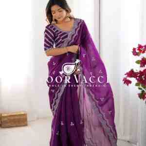 Jimmy Chu Saree with Thread & Sequence Work and Matching Blouse