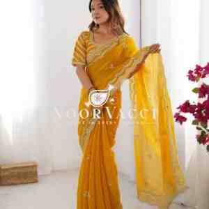 Jimmy Chu Saree with Thread & Sequence Work and Matching Blouse