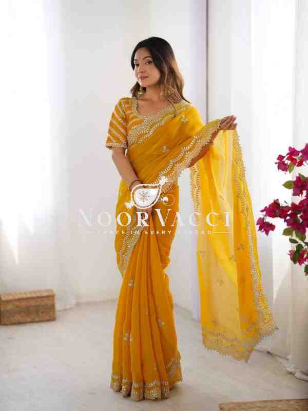 Jimmy Chu Saree with Thread & Sequence Work and Matching Blouse