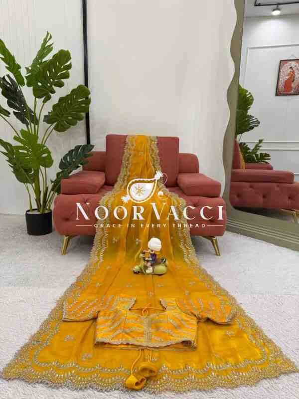 Jimmy Chu Saree with Thread & Sequence Work and Matching Blouse - Image 7