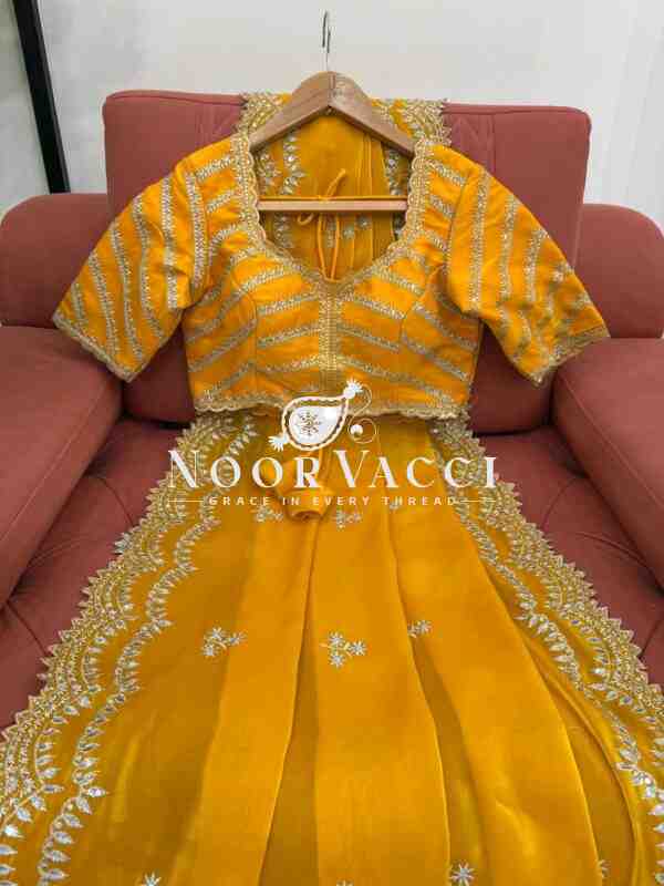 Jimmy Chu Saree with Thread & Sequence Work and Matching Blouse - Image 6