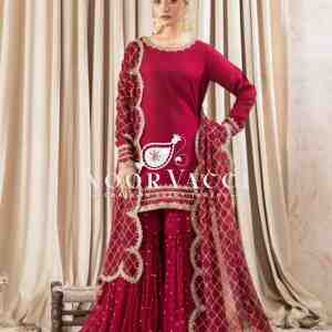 Faux Georgette Embroidered Gharara Set with Dupatta – Partywear Look