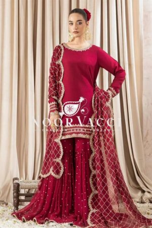 Buy Faux Georgette Embroidered Gharara Set with Dupatta – Partywear Look