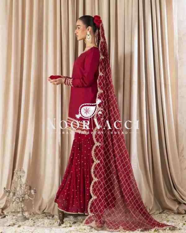 Faux Georgette Embroidered Gharara Set with Dupatta – Partywear Look - Image 2