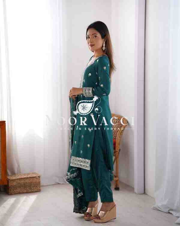 Chinon Silk Top with Sequence Work, Matching Pent, and Dupatta Set - Image 3
