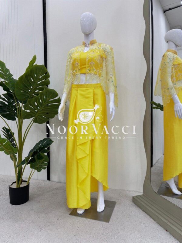 Buy Ready-to-Wear Dhoti Style Set with Embroidered Koti and Stitched Tube Blouse - Image 7