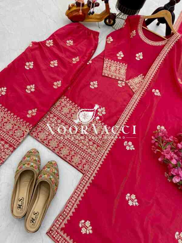 Simar Silk Sequin Embroidered Top with Palazzo & Dupatta – Partywear Set - Image 9