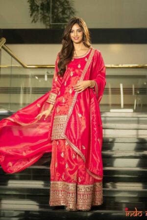 Buy Simar Silk Sequin Embroidered Top with Palazzo & Dupatta – Partywear Set