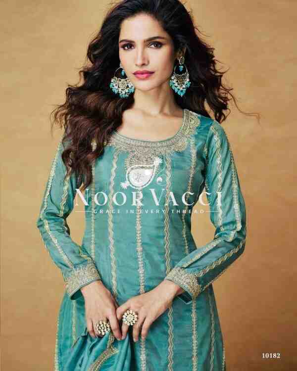 Chinon Silk Embroidered Top with Palazzo & Dupatta – Partywear Set - Image 2
