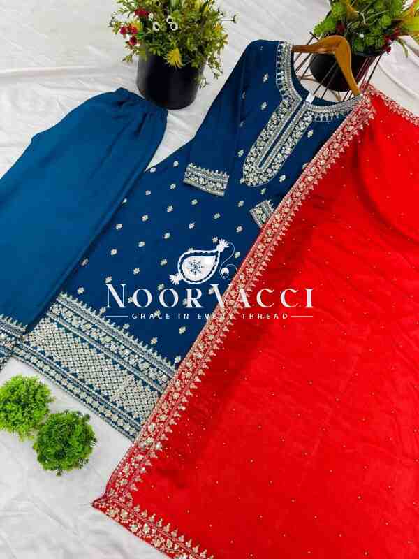 Chinnon Silk Embroidered Festival Wear Suit Set – Fully Stitched - Image 6