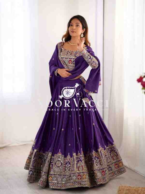 Natural Crepe Silk Semi-Stitched Lehengha with Choli and Dupatta - Image 2