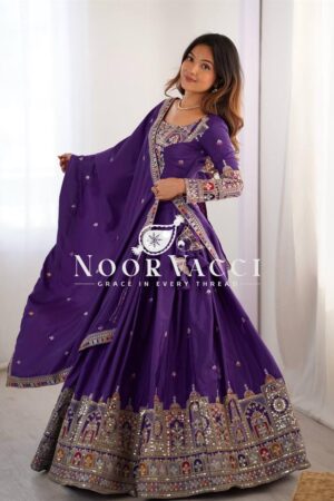 Buy Natural Crepe Silk Semi-Stitched Lehengha with Choli and Dupatta