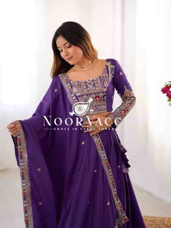 Natural Crepe Silk Semi-Stitched Lehengha with Choli and Dupatta - Image 6