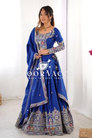 Buy Natural Crepe Silk Semi-Stitched Lehengha with Choli and Dupatta