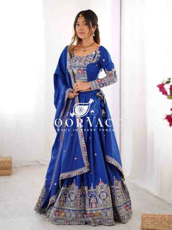 Natural Crepe Silk Semi-Stitched Lehengha with Choli and Dupatta