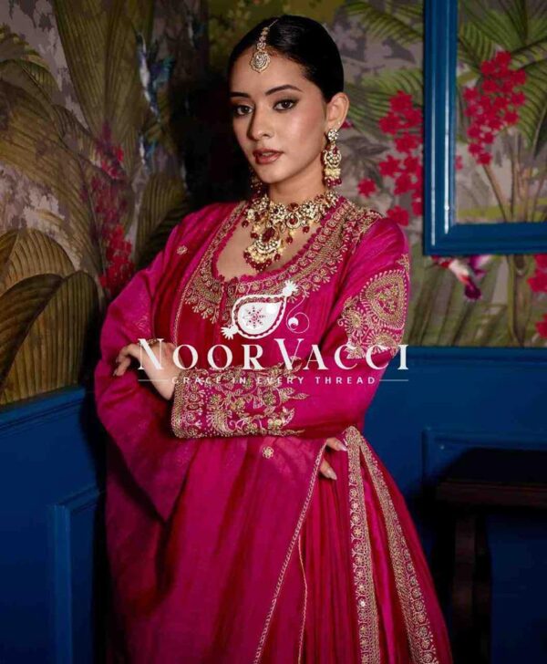 Buy Roman Silk Embroidered Top with Lehenga & Dupatta – Designer Party Set - Image 5