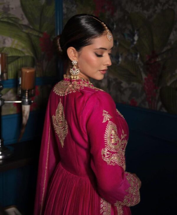 Buy Roman Silk Embroidered Top with Lehenga & Dupatta – Designer Party Set - Image 4