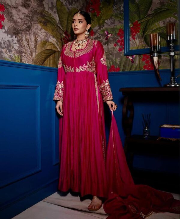 Buy Roman Silk Embroidered Top with Lehenga & Dupatta – Designer Party Set