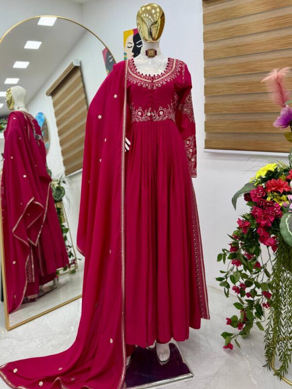 Buy Roman Silk Embroidered Top with Lehenga & Dupatta – Designer Party Set - Image 6