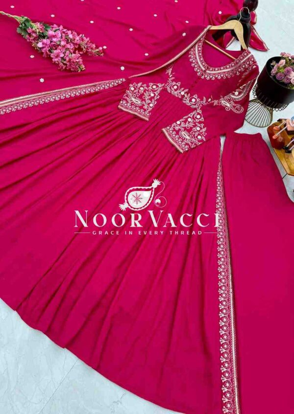 Buy Roman Silk Embroidered Top with Lehenga & Dupatta – Designer Party Set - Image 9
