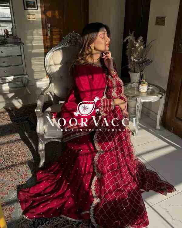 Fox Georgette Sharara Set with Sequence Work and Lace Dupatta - Image 4