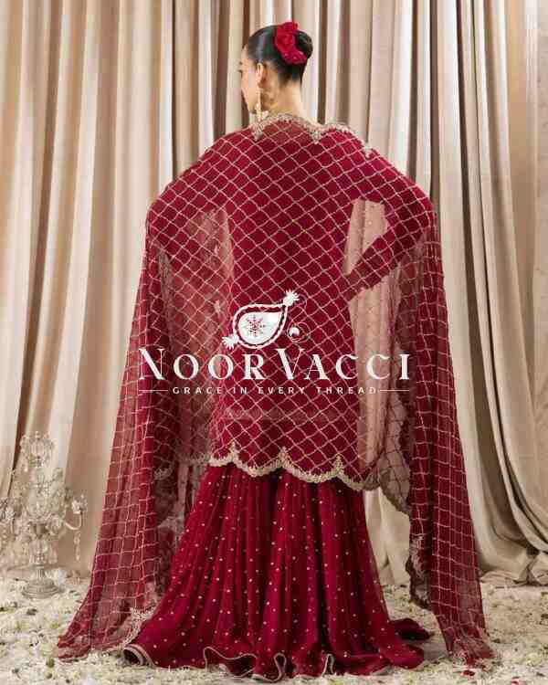 Fox Georgette Sharara Set with Sequence Work and Lace Dupatta - Image 6