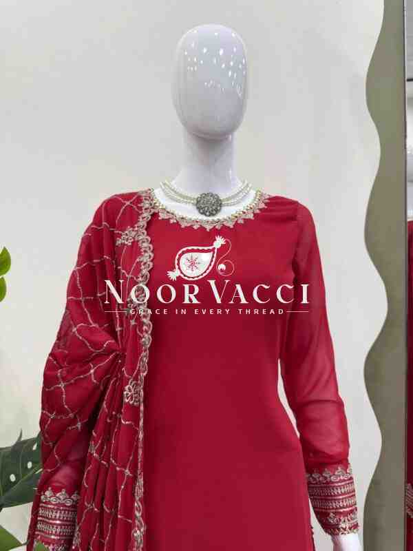 Fox Georgette Sharara Set with Sequence Work and Lace Dupatta - Image 11
