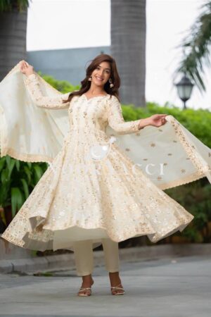 Buy Premium Alia Cut Chinon Silk Anarkali Suit with Dupatta