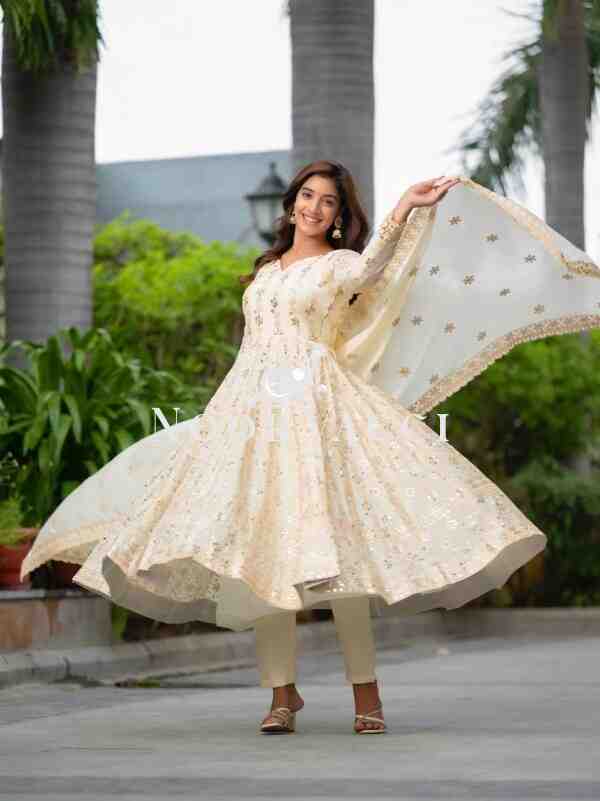 Premium Alia Cut Chinon Silk Anarkali Suit with Dupatta - Image 6
