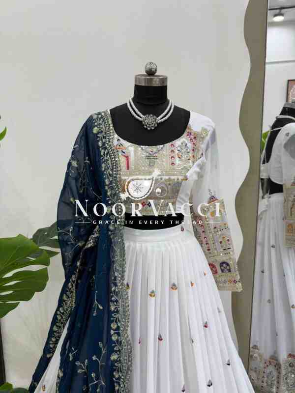 Faux Georgette Lehenga with Coding Dori, Thread & Sequin Embroidery - Image 3