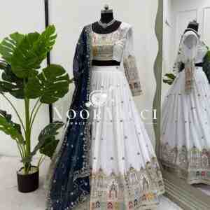 Faux Georgette Lehenga with Coding Dori, Thread & Sequin Embroidery