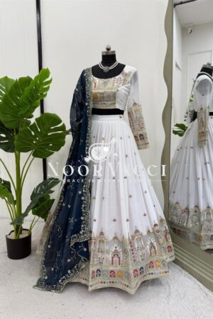 Buy Faux Georgette Lehenga with Coding Dori, Thread & Sequin Embroidery