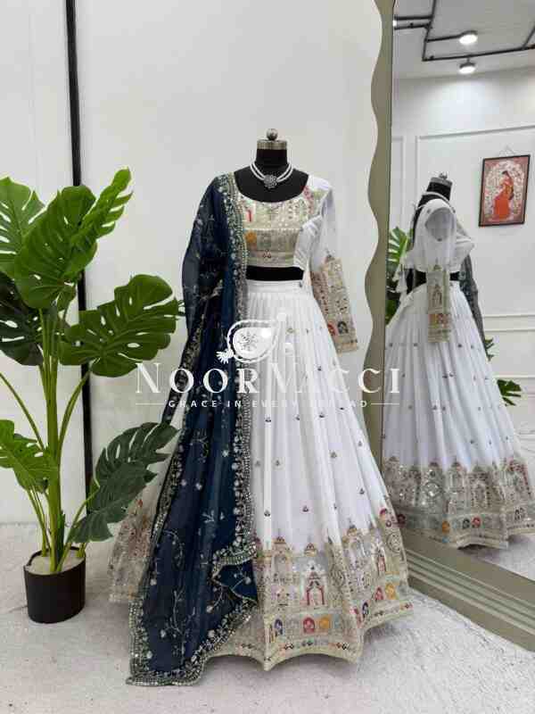 Faux Georgette Lehenga with Coding Dori, Thread & Sequin Embroidery - Image 4