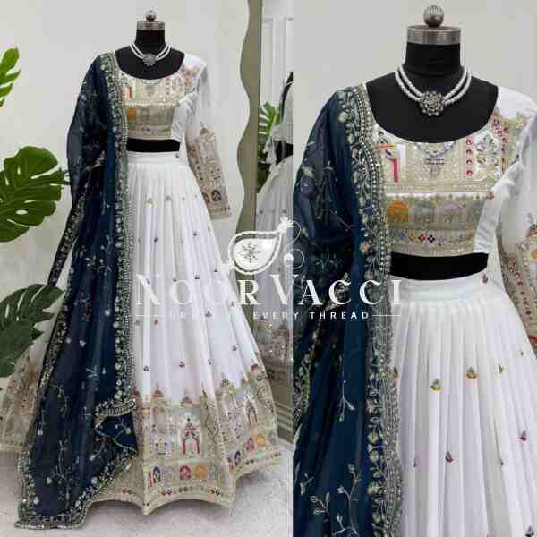 Faux Georgette Lehenga with Coding Dori, Thread & Sequin Embroidery - Image 2