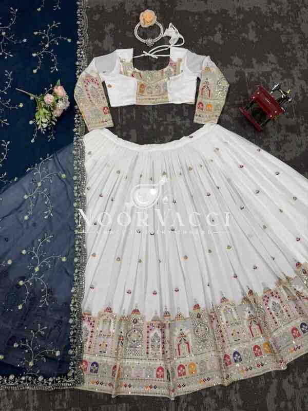 Faux Georgette Lehenga with Coding Dori, Thread & Sequin Embroidery - Image 7