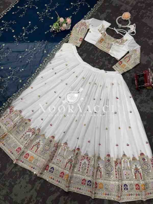 Faux Georgette Lehenga with Coding Dori, Thread & Sequin Embroidery - Image 5