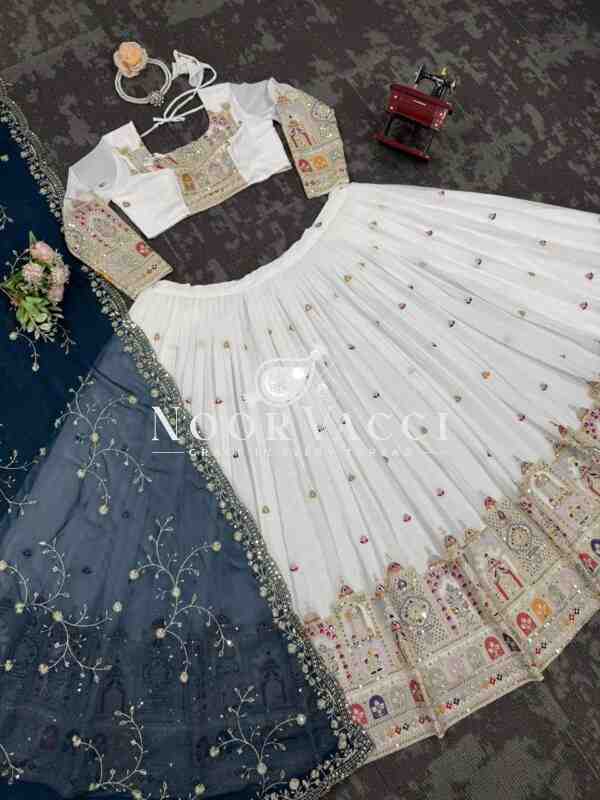 Faux Georgette Lehenga with Coding Dori, Thread & Sequin Embroidery - Image 6
