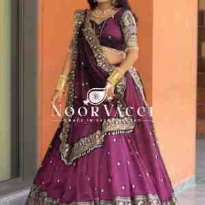 Chinon Silk Full-Stitched Lehenga with Thread & Sequin Work