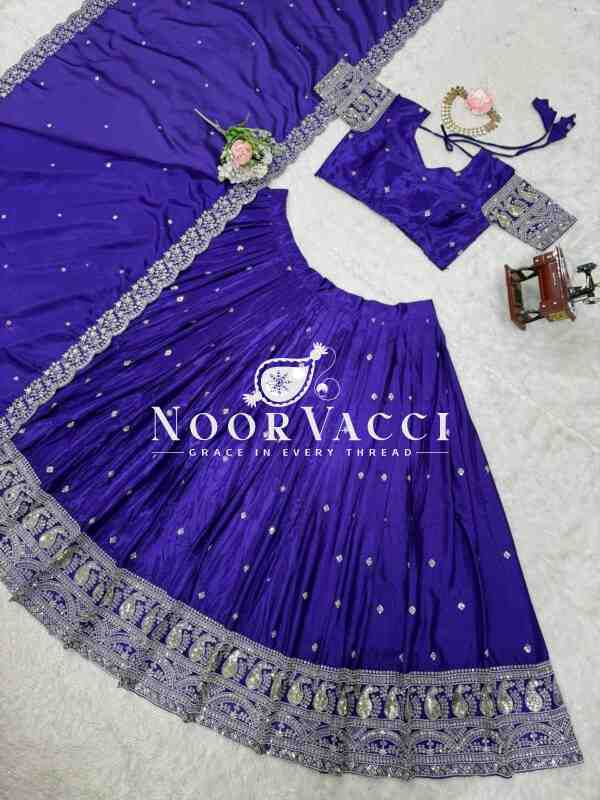 Chinon Silk Full-Stitched Lehenga with Thread & Sequin Work - Image 5