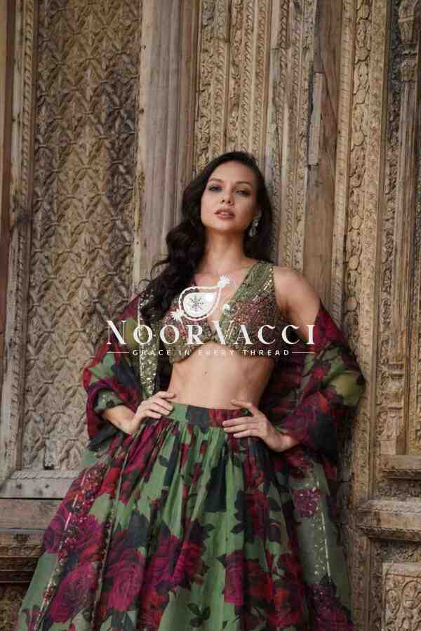 Tabby Organza Full-Stitched Lehenga with Digital Print & Sequin Work - Image 4