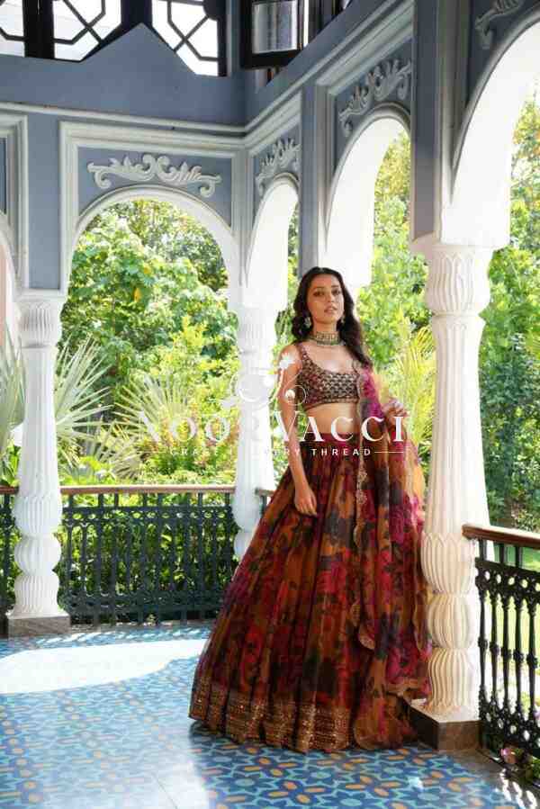 Tabby Organza Full-Stitched Lehenga with Digital Print & Sequin Work - Image 2