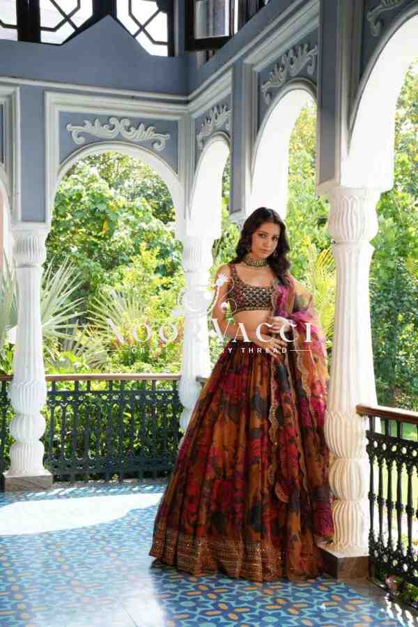 Tabby Organza Full-Stitched Lehenga with Digital Print & Sequin Work