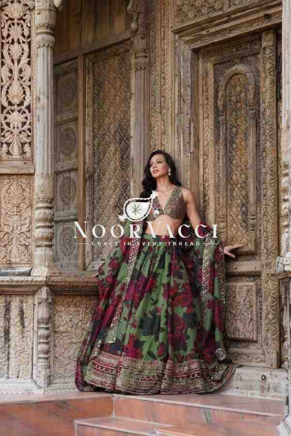 Tabby Organza Full-Stitched Lehenga with Digital Print & Sequin Work - Image 2