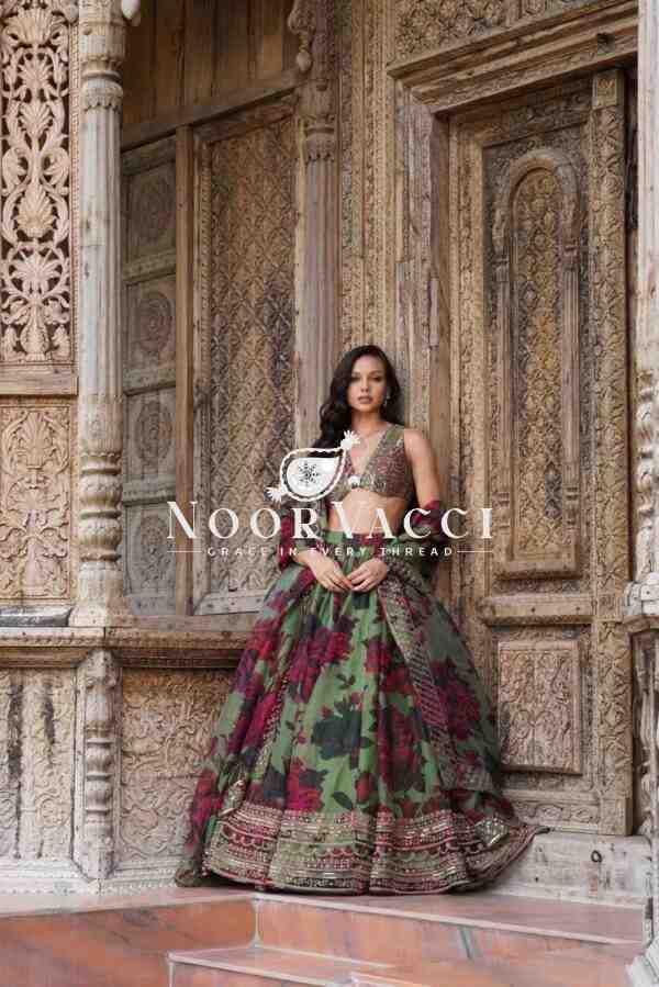 Tabby Organza Full-Stitched Lehenga with Digital Print & Sequin Work - Image 3