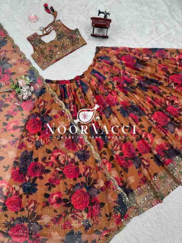 Tabby Organza Full-Stitched Lehenga with Digital Print & Sequin Work - Image 6