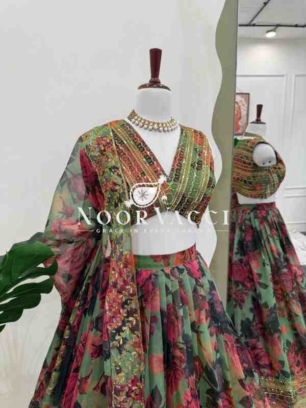 Tabby Organza Full-Stitched Lehenga with Digital Print & Sequin Work - Image 7