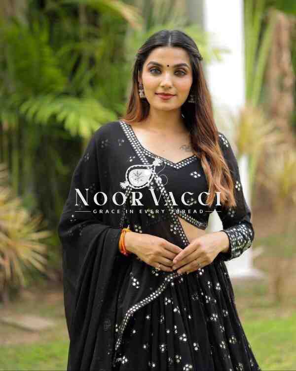 Black Fox Georgette Sequin Lehenga Choli with Dupatta - Image 3